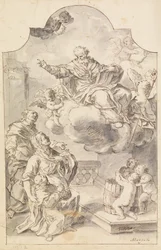 Imagen votiva de un niño presentado por sus padres a San Nicolás de Bari